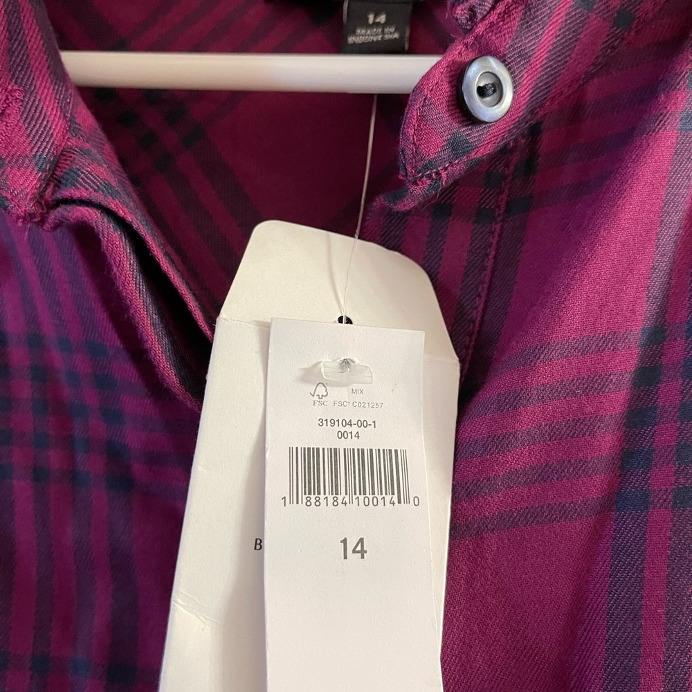 Banana republic new with tags purple plaid belted dress size 14